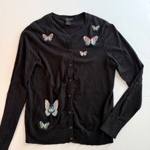 Ann Taylor Factory Embroidered Butterfly Cardigan